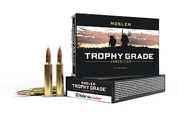 Nosler Trophy Grade AccuBond .30 Nosler 180 Grain Jacketed Soft Point Brass Cased Centerfire Rifle Ammunition, 20, SBT
