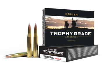Nosler Trophy Grade .300 H&H Magnum 180 Grain AccuBond Brass Cased Centerfire Rifle Ammunition, 20, SBT