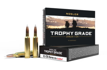 Nosler Trophy Grade 6.5x284 Norma 140 Grain AccuBond Brass Cased Centerfire Rifle Ammunition, 20, SBT