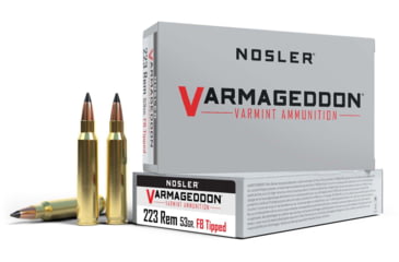 Nosler Varmageddon .223 Remington 53 Grain Flat Base Tipped Brass Cased Rifle Ammunition 65139 Caliber: .223 Remington, Number of Rounds: 20, 39% Off