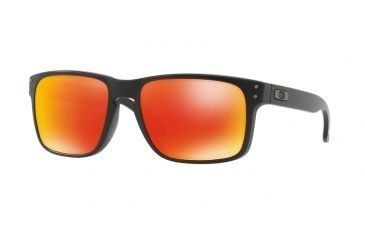 Image of Oakley Holbrook Sunglasses - Men's, Matte Black Frame, Prizm Ruby Lenses, OO9102-9102E2-55