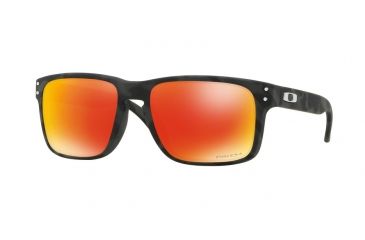 Image of Oakley Holbrook Sunglasses - Men's, Black/Camo Frame, Prizm Ruby Lenses, OO9102-9102E9-55