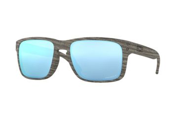Image of Oakley Holbrook Sunglasses - Men's, Wood Grain Frame, Prizm Deep H2o Polarized Lenses, OO9102-9102J9-55