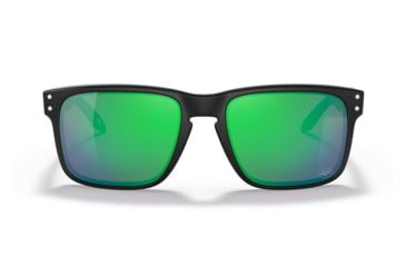 Image of Oakley OO9102 Holbrook Sunglasses - Mens, NYJ Matte Black Frame, Prizm Jade Lens, 55, OO9102-9102S6-55