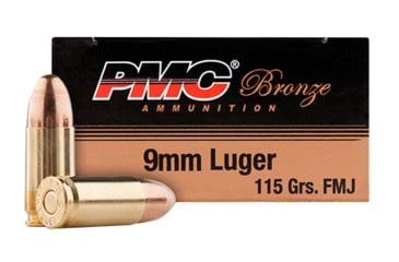 PMC 9ABP Bronze Battle Pack 9mm Luger 115 Gr Full Metal Jacket (FMJ) 300 Bx/ 3 C, 300, FMJ