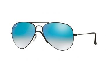 Image of Ray-Ban Aviator Large Metal Sunglasses RB3025 002/4O-55 - Shiny Black Frame, Mirror Gradient Blue Lenses