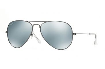 Image of Ray-Ban Aviator Large Metal Sunglasses RB3025 029/30-55 - Matte Gunmetal Frame, Green Mirror Silver Lenses