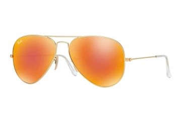 Image of Ray-Ban Aviator Large Metal Sunglasses RB3025 112/69-5814 - Matte Gold Frame, Crystal Brown/Orange Mirror Lenses