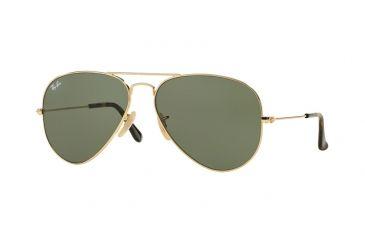 Image of Ray-Ban Aviator Large Metal Sunglasses RB3025 181-58 - Gold Frame, Dark Green Lenses