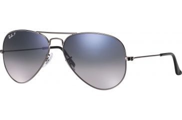 Image of Ray-Ban Aviator Large Metal Sunglasses RB3025 004/78-5514 - Gunmetal Crystal Polarized Blue Grad.gray