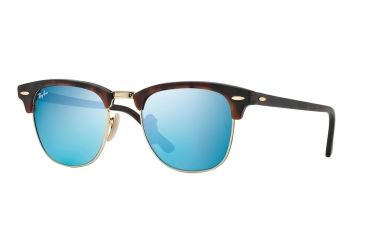 Image of Ray-Ban Clubmaster Sunglasses RB3016 114517-51 - Sand Havana/gold Frame, Grey Mirror Blue Lenses