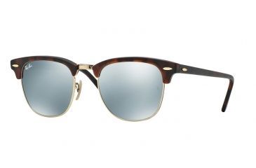 Image of Ray-Ban Clubmaster Sunglasses RB3016 114530-51 - Sand Havana/gold Frame, Light Green Mirror Silver Lenses
