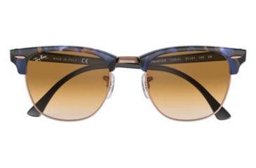 Image of Ray-Ban Clubmaster Sunglasses RB3016 125651-49 - Spotted Brown/Blue Frame, Clear Gradient Brown Lenses