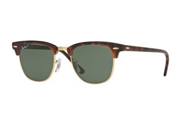 Image of Ray-Ban Clubmaster Sunglasses RB3016 990/58-51 - Red Havana Frame, Crystal Green Polarized Lenses