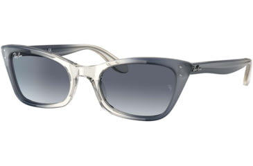 Image of Ray-Ban Lady Burbank RB2299 Sunglasses, Blue Gradient Grey Lenses, Transparent Blue, 52, RB2299-134386-52