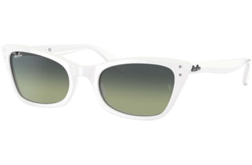 Image of Ray-Ban Lady Burbank RB2299 Sunglasses, Green Vintage Lenses, White, 52, RB2299-975-BH-52