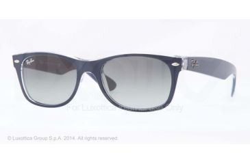 Image of Ray-Ban New Wayfarer Sunglasses RB2132 605371-52 - Top Matte Blue On Trasparent Frame, Grey Gradient Lenses
