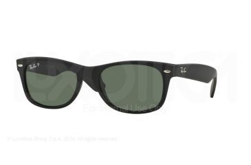 Image of Ray-Ban New Wayfarer Sunglasses RB2132 622/58-55 - Rubber Black Frame, Polar Green Lenses