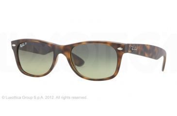 Image of Ray-Ban New Wayfarer Sunglasses RB2132 894/76-5518 - Matte Havana Frame, Blue/Green Mirror Polarized Lenses