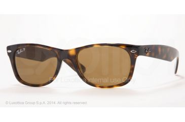 Image of Ray-Ban New Wayfarer Sunglasses RB2132 902/57-55 - Tortoise Frame, Crystal Brown Polarized Lenses