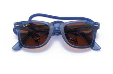 Image of Ray-Ban Original Wayfarer RB2140 Sunglasses, Transparent Blue, Red Lenses, 50, RB2140-6587C5-50