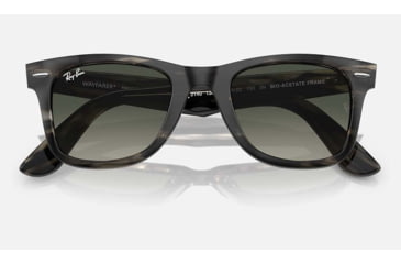 Image of Ray-Ban Original Wayfarer Sunglasses, Striped Grey Frame, Gradient Grey Lens, Bio-Acetate, 50, RB2140-136071-50