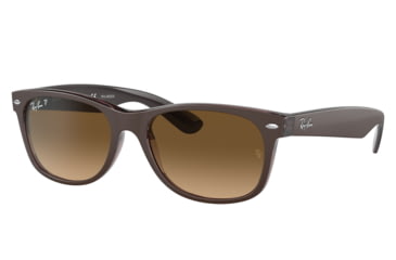 Image of Ray-Ban RB2132 New Wayfarer Sunglasses, Matte Brown On Transparent Brown Frame, Gradient Brown Lens, Polarized, 52, RB2132-6608M2-52