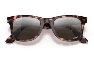 Image of Ray-Ban RB2140 Original Wayfarer Sunglasses, Pink Havana Frame, Silver/Grey Chromance Lens, Polarized, 50, RB2140-1334G3-50