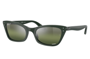 Image of Ray-Ban RB2299 Lady Burbank Sunglasses - Womens, Green Frame, Dark Green Grad Mirror Polarized Lens, 52, RB2299-6659G4-52