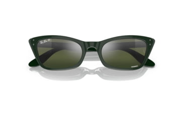 Image of Ray-Ban RB2299 Lady Burbank Sunglasses - Womens, Green Frame, Dark Green Grad Mirror Polarized Lens, 55, RB2299-6659G4-55