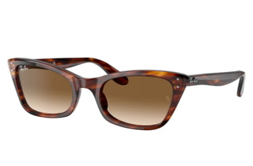 Image of Ray-Ban RB2299 Lady Burbank Sunglasses - Women's, Striped Havana Frame, Clear Gradient Brown Lens, 55, RB2299-954-51-55