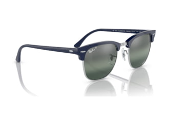 Image of Ray-Ban RB3016 Clubmaster Sunglasses, Blue On Silver Frame, Dark Blue Mirror Polarized Lens, 49, RB3016-1366G6-49