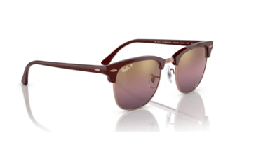 Image of Ray-Ban RB3016 Clubmaster Sunglasses, Bordeaux On Rose Gold Frame, Red Mirror Polarized Lens, 49, RB3016-1365G9-49