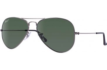 Image of Ray-Ban RB 3025 Sunglasses Styles - Gunmetal Frame / Crystal Green Polarized 58 mm Diameter Lenses, 004-58-5814
