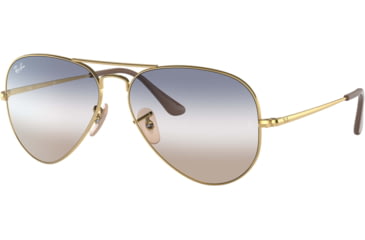 Image of Ray-Ban RB3689 Aviator Metal ll Sunglasses - Mens, Clear Gradient Blue Lenses, Arista, 55, RB3689-001-GD-55