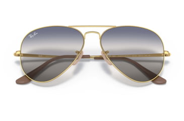 Image of Ray-Ban RB3689 Aviator Metal ll Sunglasses - Mens, Clear Gradient Grey/Blue Lenses, Arista, 55, RB3689-001-GF-55