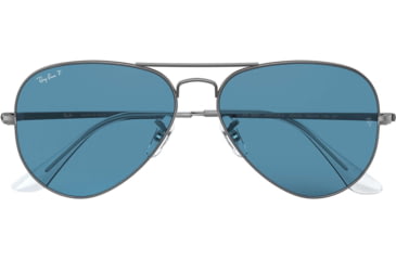 Image of Ray-Ban RB3689 Aviator Sunglasses - Men's, Gunmetal, 55mm, Blue Lens, RB3689-004-S2-55
