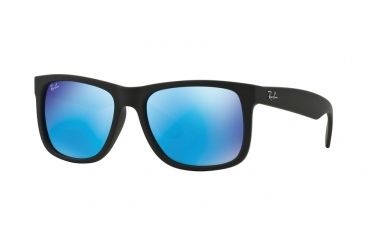 Image of Ray-Ban RB4165 Sunglasses 622/55-55 - Black Rubber Frame, Green Mirror Blue Lenses