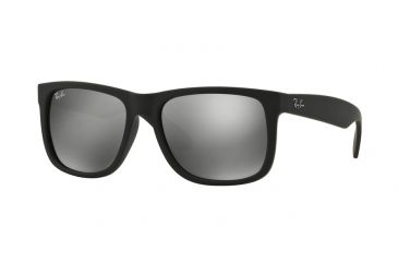 Image of Ray-Ban RB4165 Sunglasses 622/6G-55 - Rubber Black Frame, Grey Mirror Silver Lenses