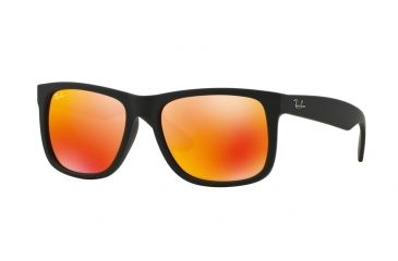 Image of Ray-Ban RB4165 Sunglasses 622/6Q-55 - Rubber Black Frame, Brown Mirror Orange Lenses