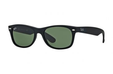 Image of Ray-Ban Wayfarer RB2132 Sunglasses 622-58 - Black Rubber Frame, Crystal Green Lenses