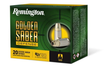 Remington Golden Saber Defense 10mm Auto 180 Grain Brass-Jacketed Hollow Point Nickel Plated Brass Cased Centerfire Pistol Ammunition, 20