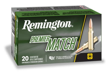 Remington Premier Match .223 69 Grain Sierra MatchKing Boat-Tail Hollow Point Centerfire Rifle Ammunition, 20, BTHP