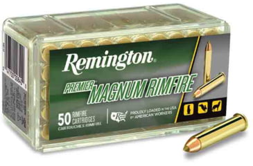 Remington Premier Rimfire .22 Winchester Magnum Rimfire 33 Grain AccuTip-V Brass Cased Rimfire Ammunition, 50, SBT