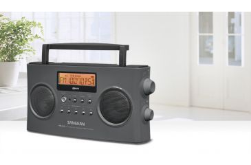 Image of Sangean AM/FM Stereo RDS Digital Tuning, Charger, Handle, Tone Control, Gray PR-D15