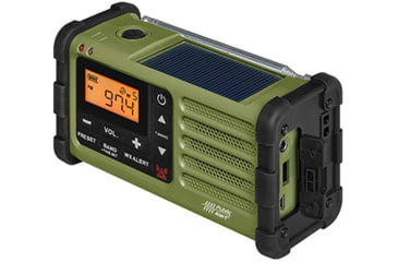 Image of Sangean AM / FM / Weather / Handcrank / Solar / Emergency Alert Radio, Green-Black, SG-112