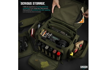 Image of Savior Equipment Specialist Pistol Range Bag, OD Green, 18.5in L x 9in H x 12in W, RA-3GUN-WS-OG