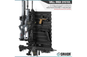 Image of Savior Equipment Wall Rack System 5 Panel Kit w/Attachments, Black, 24x30.25x0.63in, WRS-HALF-A3P6-BK