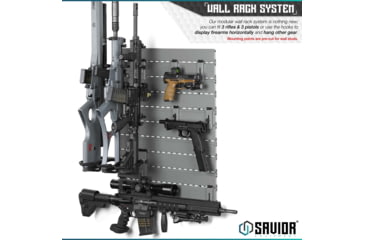 Image of Savior Equipment Wall Rack System 5 Panel Kit w/Attachments, Gray, 24x30.25x0.63in, WRS-HALF-A3P6-GS