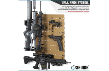 Image of Savior Equipment Wall Rack System 5 Panel Kit w/Attachments, Tan, 24x30.25x0.63in, WRS-HALF-A3P6-TN